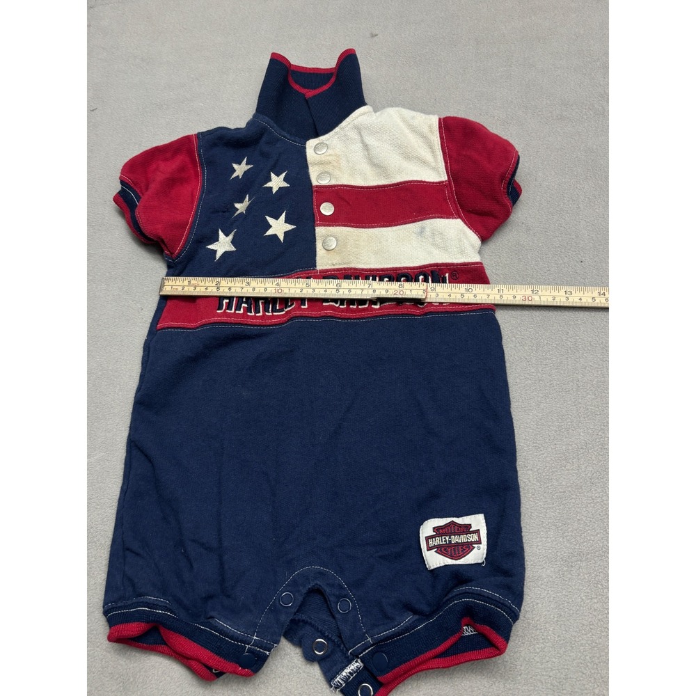 Harley Davidson Baby Romper Stars Stripes Americana Navy Red 18M - Picture 5 of 8